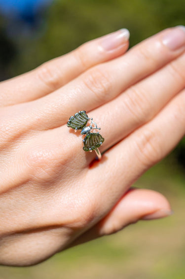 Green Tourmaline Butterfly Ring